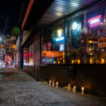 Morrissey's Irish Pub Candles 2 Candles at Morrissey's Irish Pub on Lake Street in Uptown Minneapolis in memory of Alex Pretti who was shot and killed by Border Patrol officers earlier in the day.