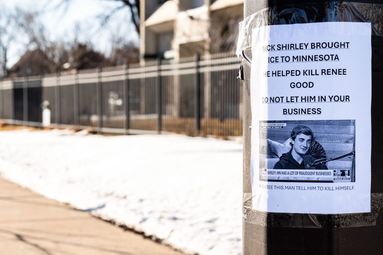 Minneapolis Protest Sign: Nick Shirley Accused of ICE Involvement 1 A protest flyer in Minneapolis accuses Nick Shirley of ICE involvement and links him to Renee Good's death.