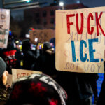 Protest at ICE Hotel, Minneapolis 4 Minnesota Conservation Officers, Minnesota State Patrol and Minneapolis Police pushing out hundreds of protesters after declaring an unlawful assembly. Protesters had been holding a noise demo at a downtown hotel they believe ICE agents are staying at.