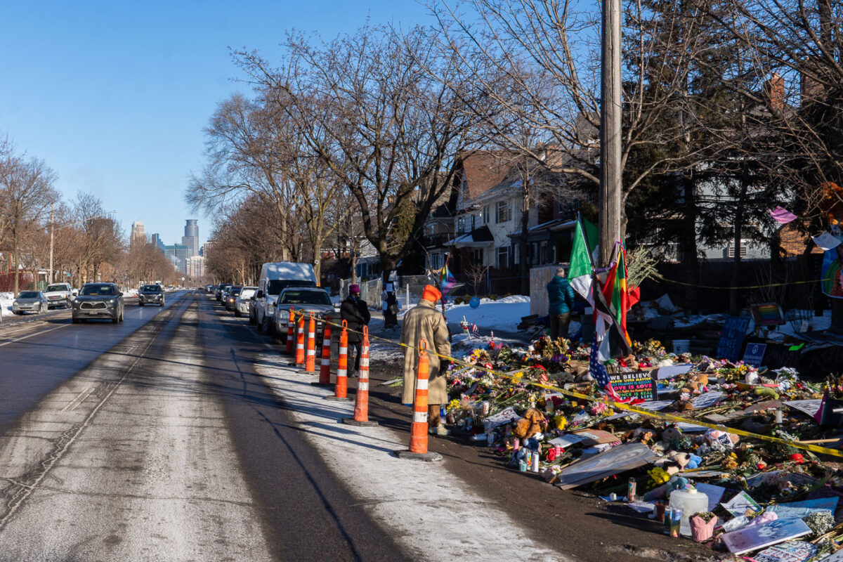 The Renee Good Memorial on Portland Avenue in January 28th, 2026. Good was killed by federal agents earlier in the month.