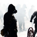 Border Patrol stands in tear gas on Nicollet Ave, Minneapolis 2 ICE and Border Patrol agents on Nicollet Avenue on January 24, 2026. This follows the shooting death of Minneapolis resident Alex Pretti. Pretti is the second person killed and third person shot by federal agents in Minneapolis this month.