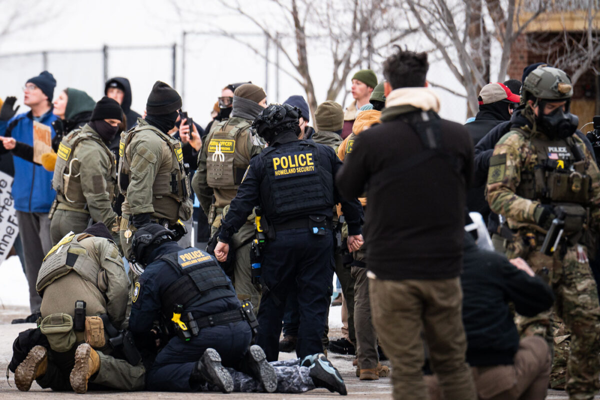 Protests continue outside the Whipple federal building just outside of Minneapolis where today the facility is being guarded by United States Bureau of Prisons. Previously, this was the United States Border Patrol.