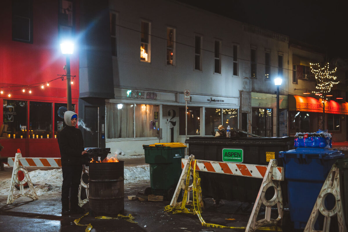 Blockaded roads near where Alex Pretti was shot and killed by Border Patrol officers earlier in the day in Minneapolis on January 24, 2026.