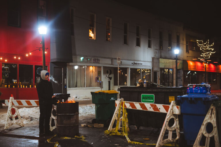 Warming hands at Alex Pretti Street Barricades 1 Blockaded roads near where Alex Pretti was shot and killed by Border Patrol officers earlier in the day in Minneapolis on January 24, 2026.