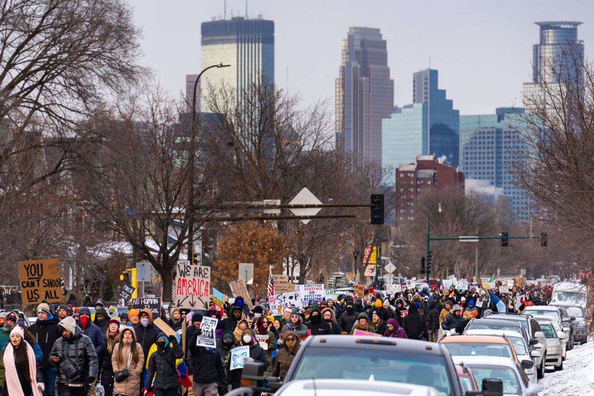 Thousands march through South Minneapolis tonight protesting the actions of the thousands of ICE agents that have descended upon the city in the last month.