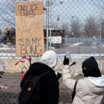 ANTI ICE Bong Protest Sign, Minneapolis 1 This afternoon at the Whipple building where expired dicks were being thrown at ICE vehicles and those believed to be agitators. The building has been used as a “base” for the thousands of federal agents that have arrived in Minnesota as well as a holding center for those detained.The area has been a place of protest since December.Protest sign that reads "Only ice i need is in my bong".