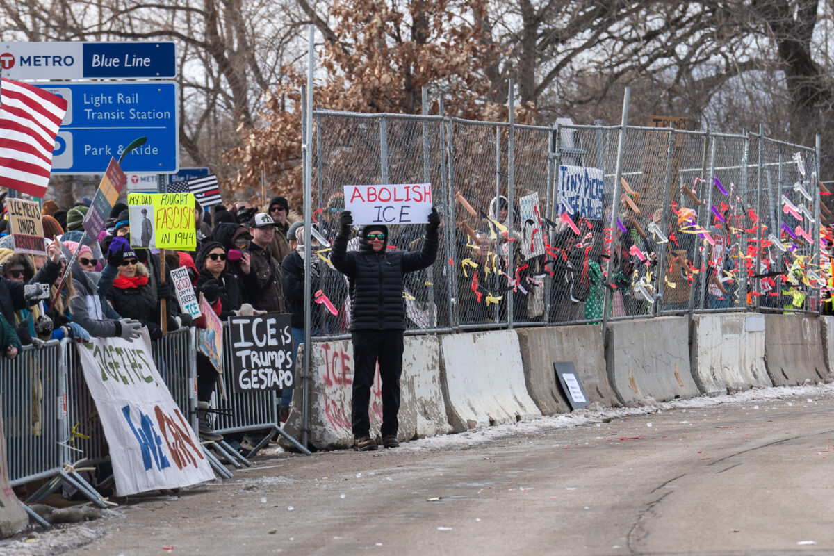This afternoon at the Whipple federal building where expired dicks were being thrown at ICE vehicles and those believed to be agitators. The building has been a constant place of protest since December.
Whipple has been used as a “base” for the thousands of federal agents coming and going as well as a holding center for those that’ve been detained.