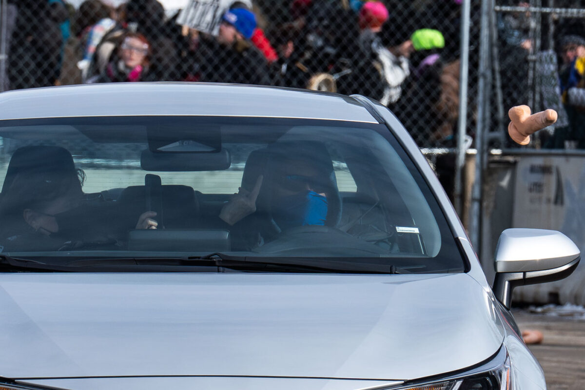 This afternoon at the Whipple building where expired dicks were being thrown at ICE vehicles and those believed to be agitators. The building has been used as a “base” for the thousands of federal agents that have arrived in Minnesota as well as a holding center for those detained.
The area has been a place of protest since December.