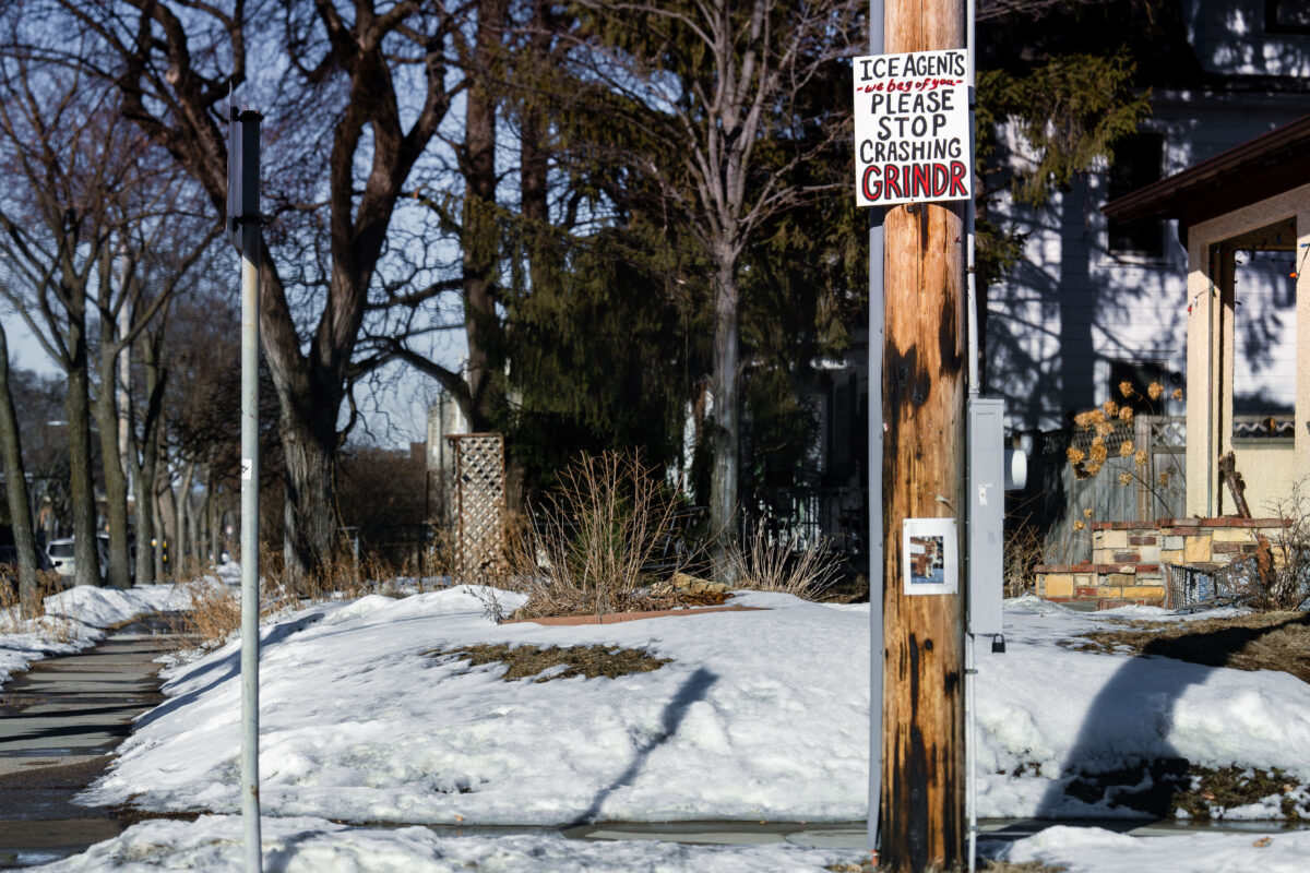 ICE Agents and Grindr Protest Sign, Operation Metro Surge, Minneapolis