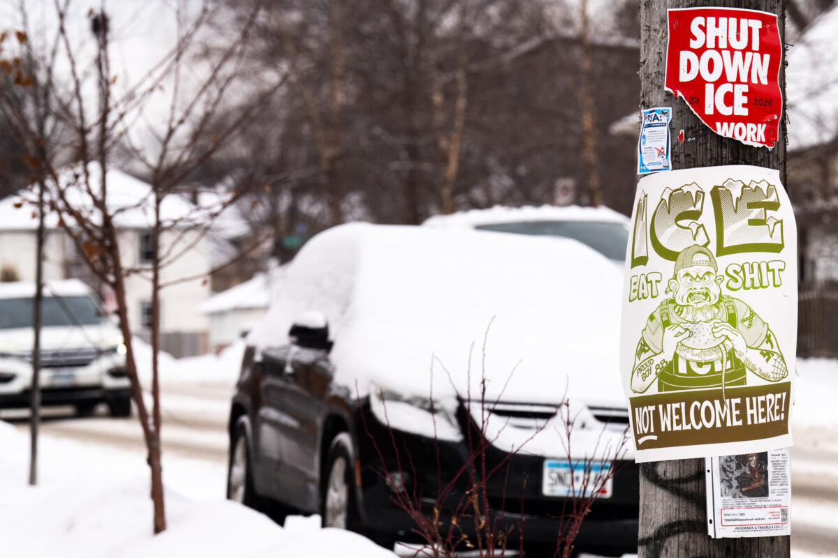 Protest Poster Against ICE in Minneapolis Neighborhood