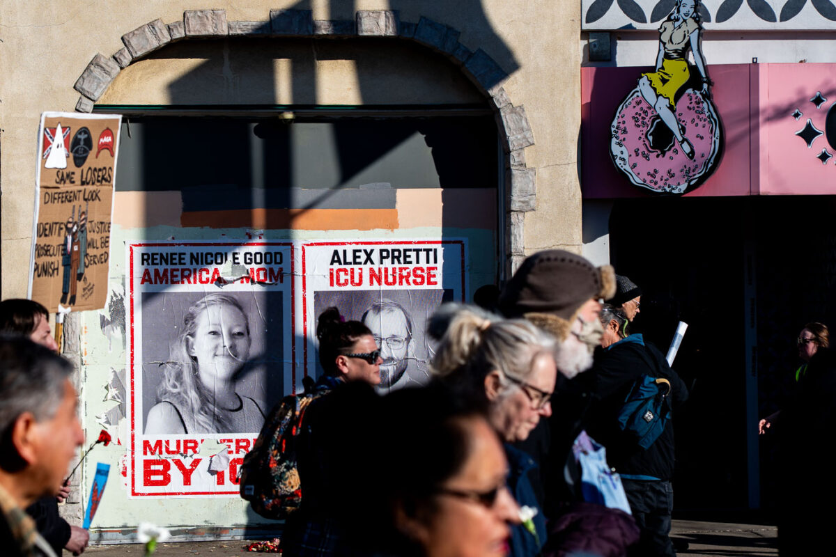 Today in Minneapolis, those demanding justice for everyone shot and/or killed by federal agents over the last 2 months, protesters marched from Stewart Park to the memorial of Alex Pretti.
Pretti was shot and killed by border patrol agents while he was unarmed on January 24, 2026. Video shows agents removing a gun from Pretti prior to shots being fired.
The “Day Out For Democracy” rally and march was organized by Minnesota AFL-CIO.