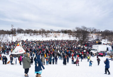 The community gathered this afternoon at Powderhorn Park for a memorial ceremony 1 month after Renee Good was shot and killed by an ICE agent on Portland Avenue.