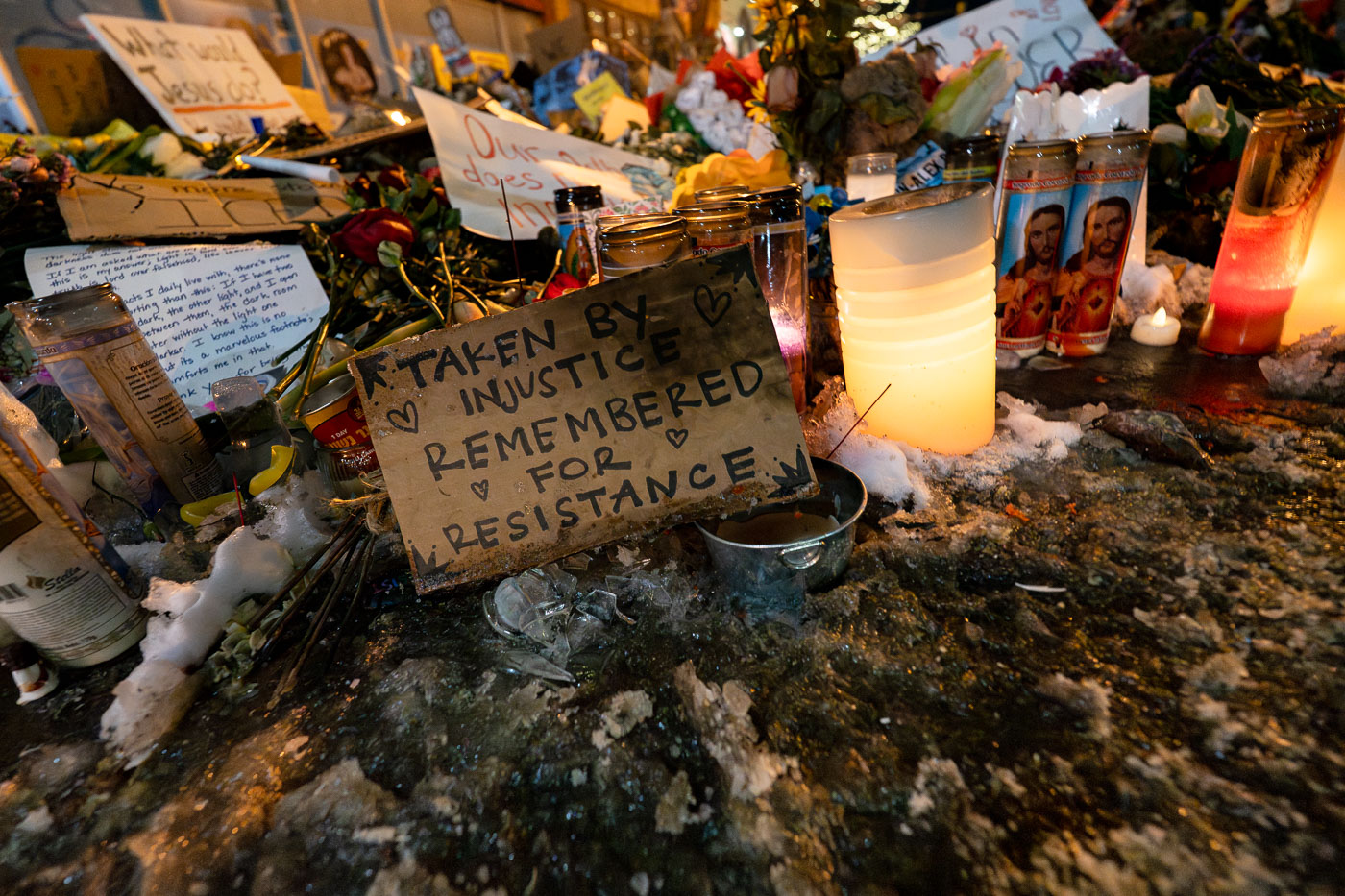 Sign at Alex Pretti Memorial, February 2026