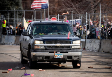 This afternoon at the Whipple building where expired dicks were being thrown at ICE vehicles and those believed to be agitators. The building has been used as a “base” for the thousands of federal agents that have arrived in Minnesota as well as a holding center for those detained.

The area has been a place of protest since December.