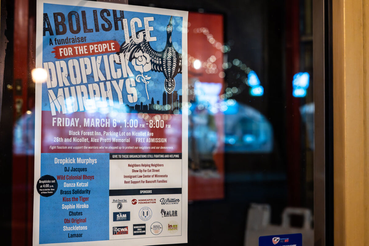 A flyer for a Dropkick Murphys show to happen on March 6, 2026 in Minneapolis. The benefit show takes place across from the Alex Pretti Memorial. Pretti was shot and killed by federal agents on January 24, 2026.