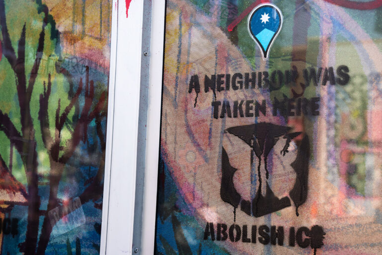 Neighbor was taken here stencil in Minneapolis 2 Neighbor was taken here stencil art in Minneapolis