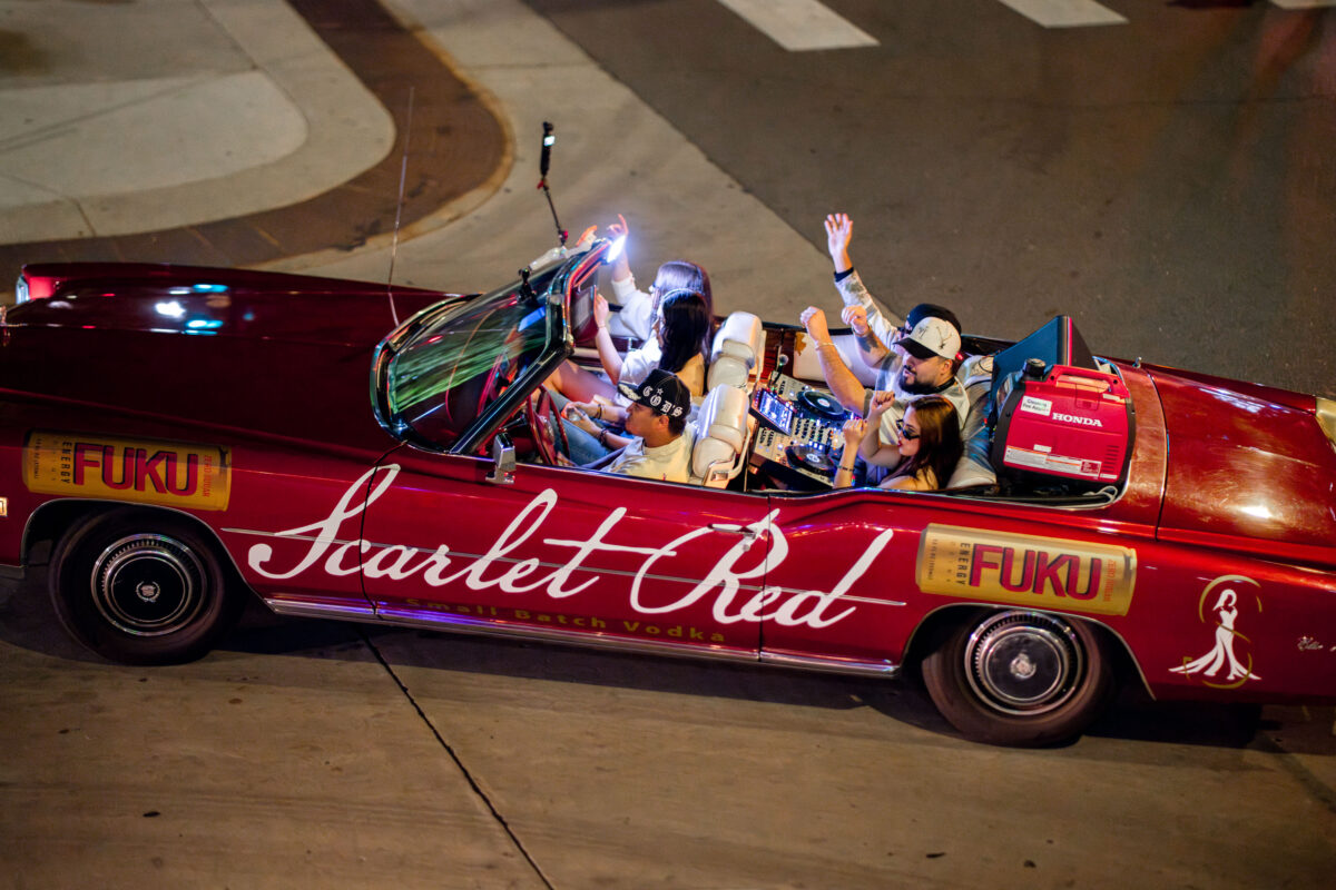 FOKU and Scarlet Red Vodka wrapped car in Minneapolis