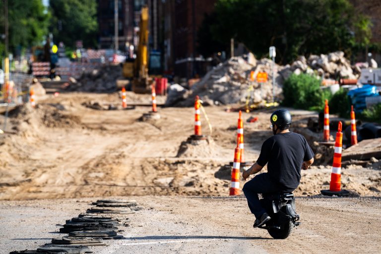 Electric Unicycle in Minneapolis with Road Construction 1 Electric Unicycle in Minneapolis with Road Construction