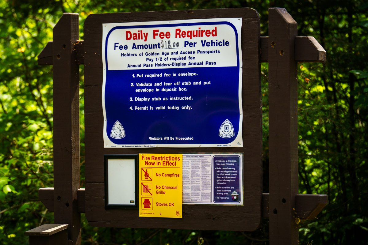 Fire restrictions signage in Finland State Forest, Minnesota