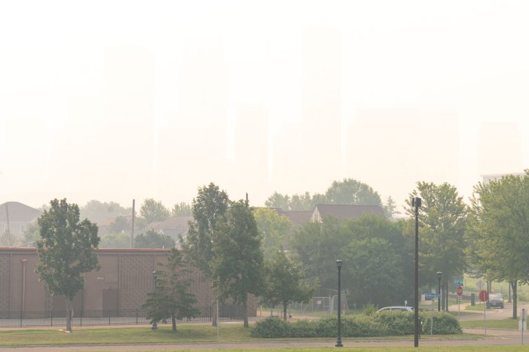 Wildfire Smoke hides downtown Minneapolis in July 2026 1 Wildfire Smoke hides downtown Minneapolis in July 2026