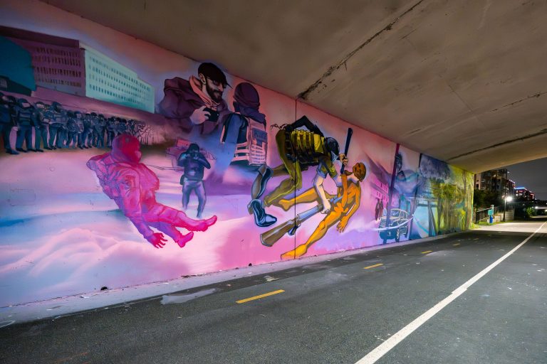 Alex Pretti on mural under Hennepin Ave, Minneapolis 1 Alex Pretti on mural under Hennepin Ave, Minneapolis
