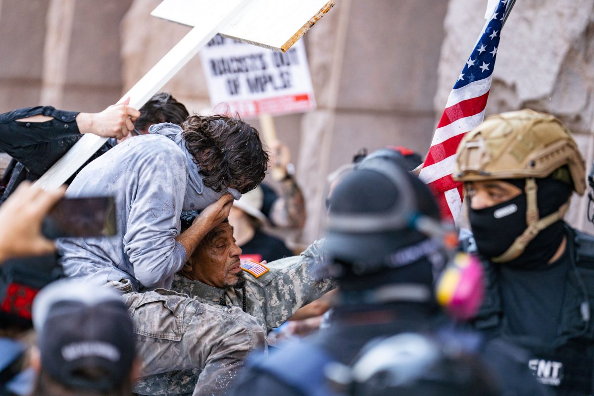 Physical Clash Between Counter-Protesters, Minneapolis City Hall Rally