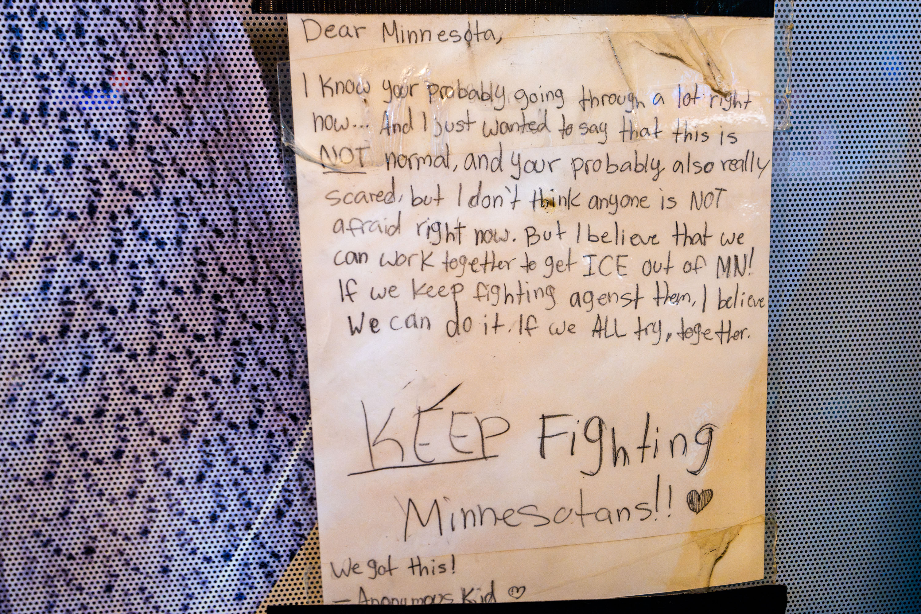 Anonymous Kid Note at Alex Pretti Memorial