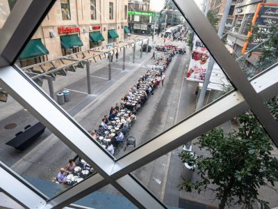 Dinner Du Nord Seen Through a Skyway Window on Nicollet Mall