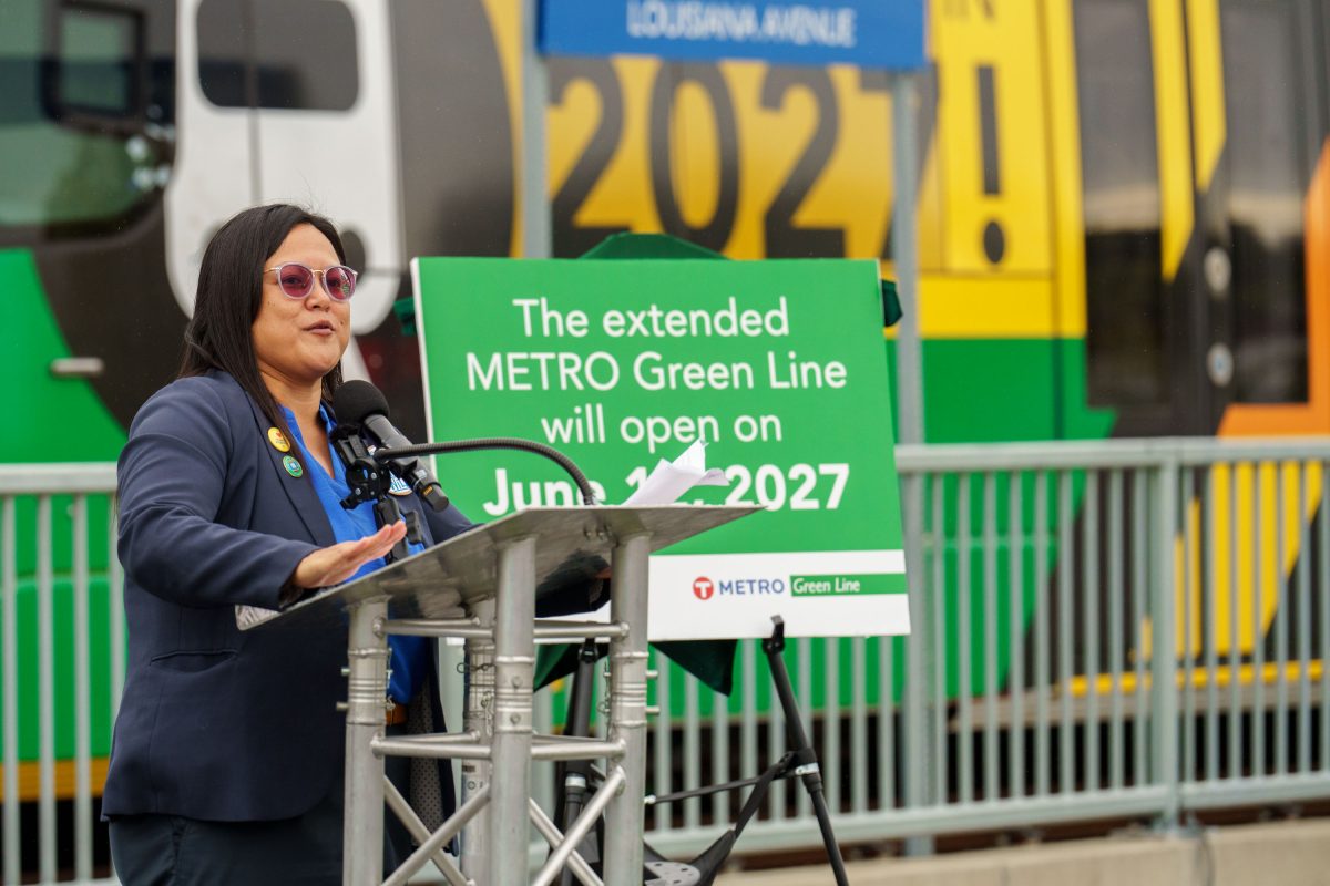 Hennepin County Commissioner Irene Fernando speaks at Metro Transit Event