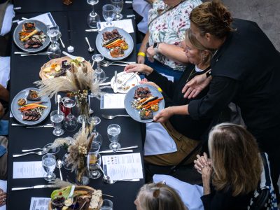 Plated Dinners Served Overhead at Dinner Du Nord