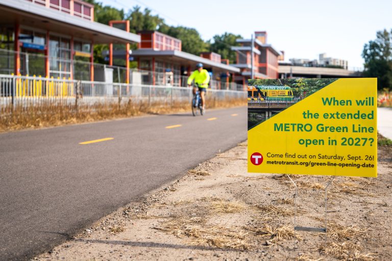 Metro Green Line Opening Date Announcement Sign 2