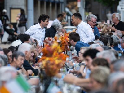 Mayor Jacob Frey Greets Guests at Dinner Du Nord