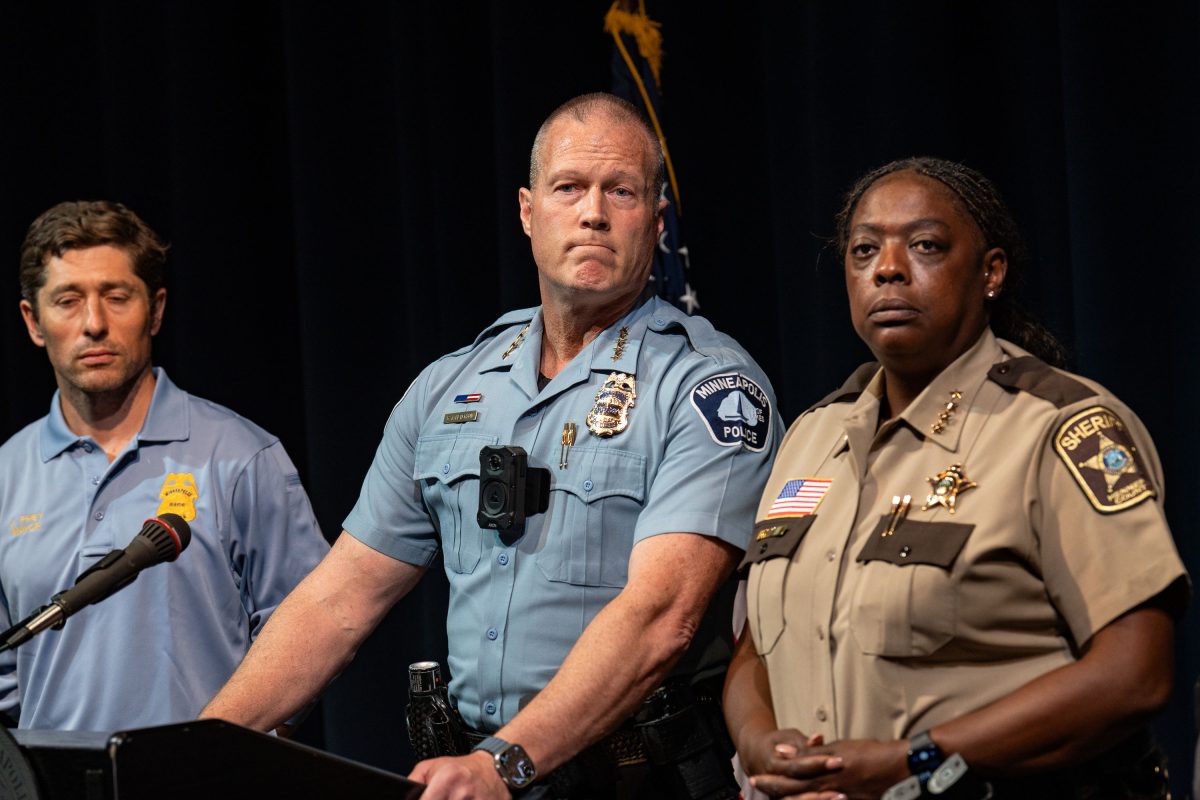 Minneapolis Police Interim Chief Bill Peterson and Sheriff Dewanna Witt