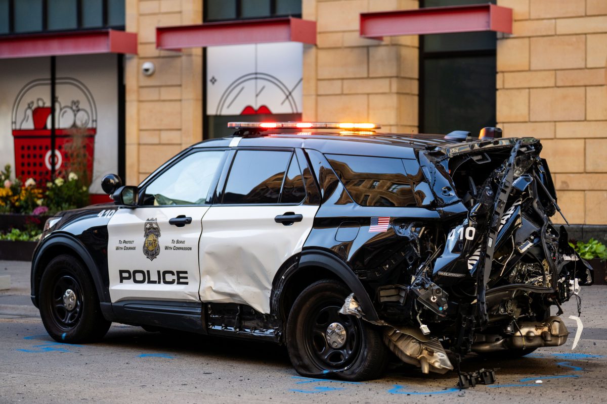 Minneapolis Police squad car adccident, Nicollet Mall
