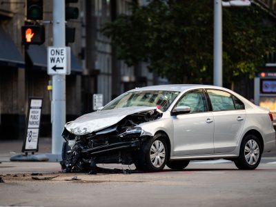 Wrecked Car on Nicollet Mall After Police Collision