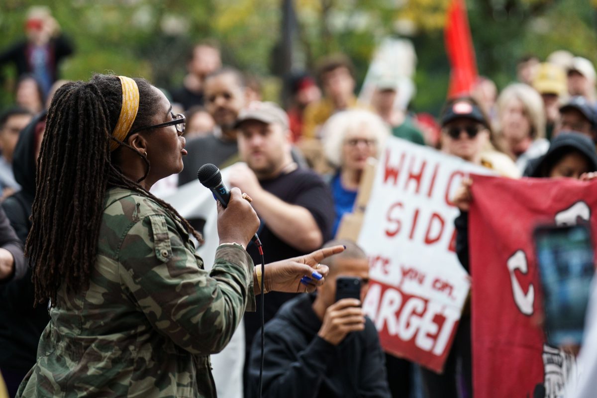 Marcia Howard speaks at Minneapolis March in October 2026