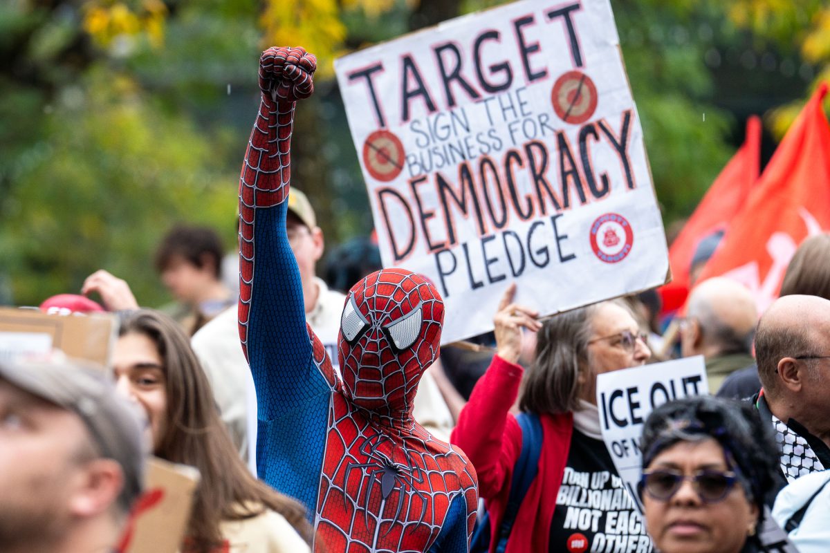 Spider-Man at Anti-ICE Protest in Minneapolis