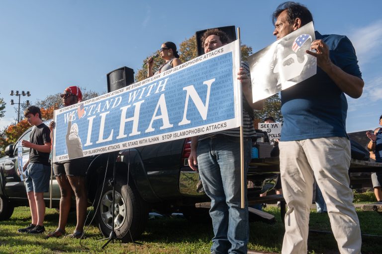 We Stand With Ilhan Banner at Powderhorn Park in Minneapolis 2 We stand with Ilhan banner in Powderhorn Park