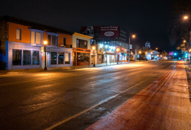 Hennepin Avenue in Uptown Minneapolis during the first night of Minnesota’s stay at home orders. Hennepin Avenue in Uptown Minneapolis during the first night of Minnesota’s stay at home orders.