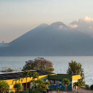 Lake Atitlán as seen from Porta Hotel del Lago, Panajachel, Guatemala Lake Atitlán as seen from Porta Hotel del Lago, Panajachel, Guatemala