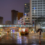 Nicollet Mall in downtown Mineapolis during the coronavirus (COVID-19) outbreak. Millenium Hotel and Hyatt Hotel largly empty.