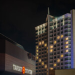 Loews Hotel with a heart on it in solidarity with others hotels during covid-19 shutdowns.
