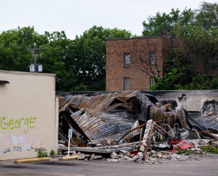 What's left of the O'Reilly Auto Parts on Nicollet Avenue. What's left of the O'Reilly Auto Parts on Nicollet Avenue.