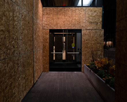 The 365 Nicollet apartment building in downtown Minneapolis boarded during unrest over the May 25th, 2020 murder of George Floyd. The 365 Nicollet apartment building in downtown Minneapolis boarded during unrest over the May 25th, 2020 murder of George Floyd.