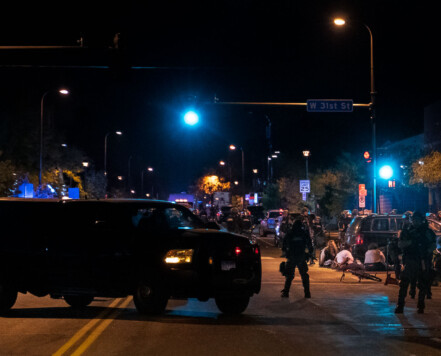 Minneapolis Police along with State Patrol Conservation Officers and the National Guard arrived to the 5th Precinct with a large amount of tactical gear to clear out and arrest 51 people protesting the pre-trial release of Derek Chauvin on bond. Derek Chauvin has been charged in the May 25th death of George Floyd. Minneapolis Police along with State Patrol Conservation Officers and the National Guard arrived to the 5th Precinct with a large amount of tactical gear to clear out and arrest 51 people protesting the pre-trial release of Derek Chauvin on bond. Derek Chauvin has been charged in the May 25th death of George Floyd.
