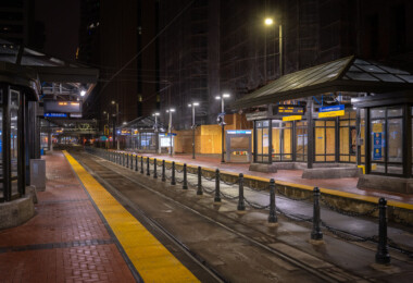 The Government Plaza LRT stop in downtown Minneapolis. The Government Plaza LRT stop in downtown Minneapolis.