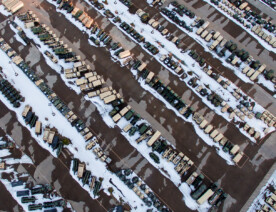 The Minnesota National Guard vehicles prior to deployment to Minneapolis over possible unrest during the Derek Chauvin Trial.