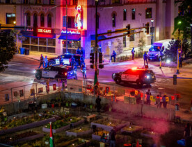 Protesters and who the police call "hot rodders" shut down streets in Uptown Minneapolis. Police moved in hours later and the crowd dispersed. Minneapolis Police declared an unlawful assembly but eventually left without making any arrests.
