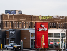 A newly built Wendy's in Minneapolis. The restaurant was burned down in May 2020 during riots following the murder of George Floyd.