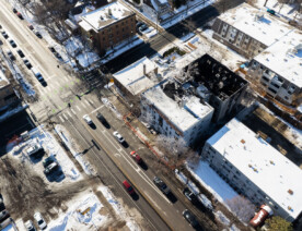 The day after a fire at a vacant apartment building on Lyndale Avenue in Minneapolis.